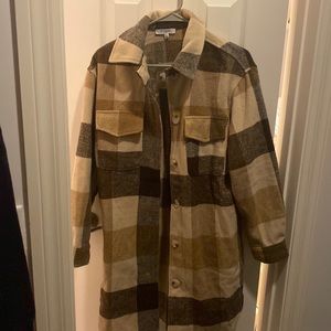 Plaid pea coat, never worn